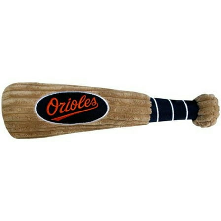 Pets First MLB Baltimore Orioles BAT TOY for DOGS & CATS. 29 MLB Teams available. - Plush PET TOY with inner SQUEAKER. Officially Licensed Baseball BAT.