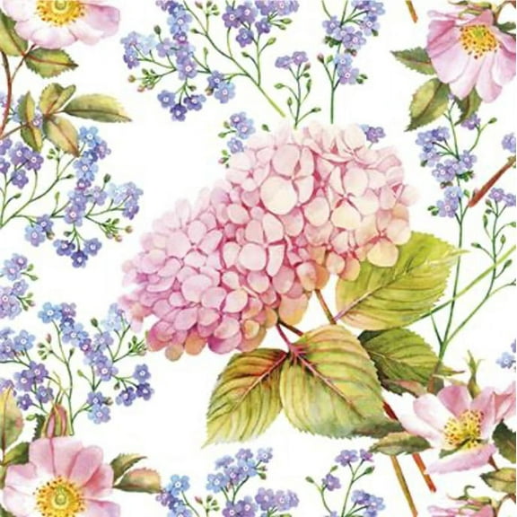 Hydrangea Paper Napkins PINK HYDRANGEA 40pcs Lunch Napkins, Mother’s Day Napkins, Decoupage Paper Napkins, Disposable Napkins Decorative, Wildflower Napkins