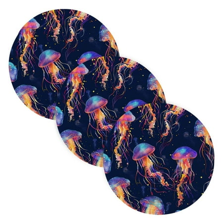 

3 Placemat Pan Bowl Mat Teacup Mat 15x15x24 Inch Tray Mat Kitchen Pot Mat Hot Pot Mat Teapot Mat Table Protective Mat Purple Jellyfish