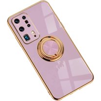Electroplated Magnetic Ring Holder Phone Case for Samsung Galaxy S22 Ultra S21 Plus S20 FE, Soft Lined Shockproof Back Cover(Purple,S21 Ultra)