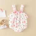 thumbnail image 4 of Girl Summer 3d Floral Sling Ruffle Romper Floral Print Triangle Crawling Clothes, 4 of 8