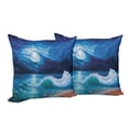 thumbnail image 6 of Ambesonne Ocean Throw Pillow Cover 2 Pack, Moonlight over Wavy Sea, 24", Navy White, 6 of 6