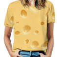 thumbnail image 1 of Cheese Femmes Manches Courtes Col Rond Creux Bretelles Tees Mode Urbaine Motif Aquarelle Pop Food Cheese Pizza Drôle, 1 of 5