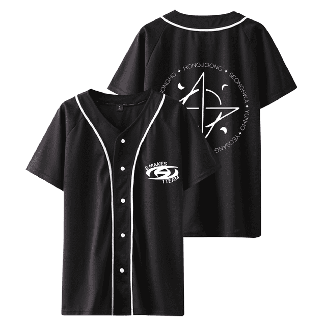 Ateez Merch T-Shirts de Baseball Courts 8 Fait 1 Équipe Manches Courtes Kpop Mode pour Fan Hommes Femmes