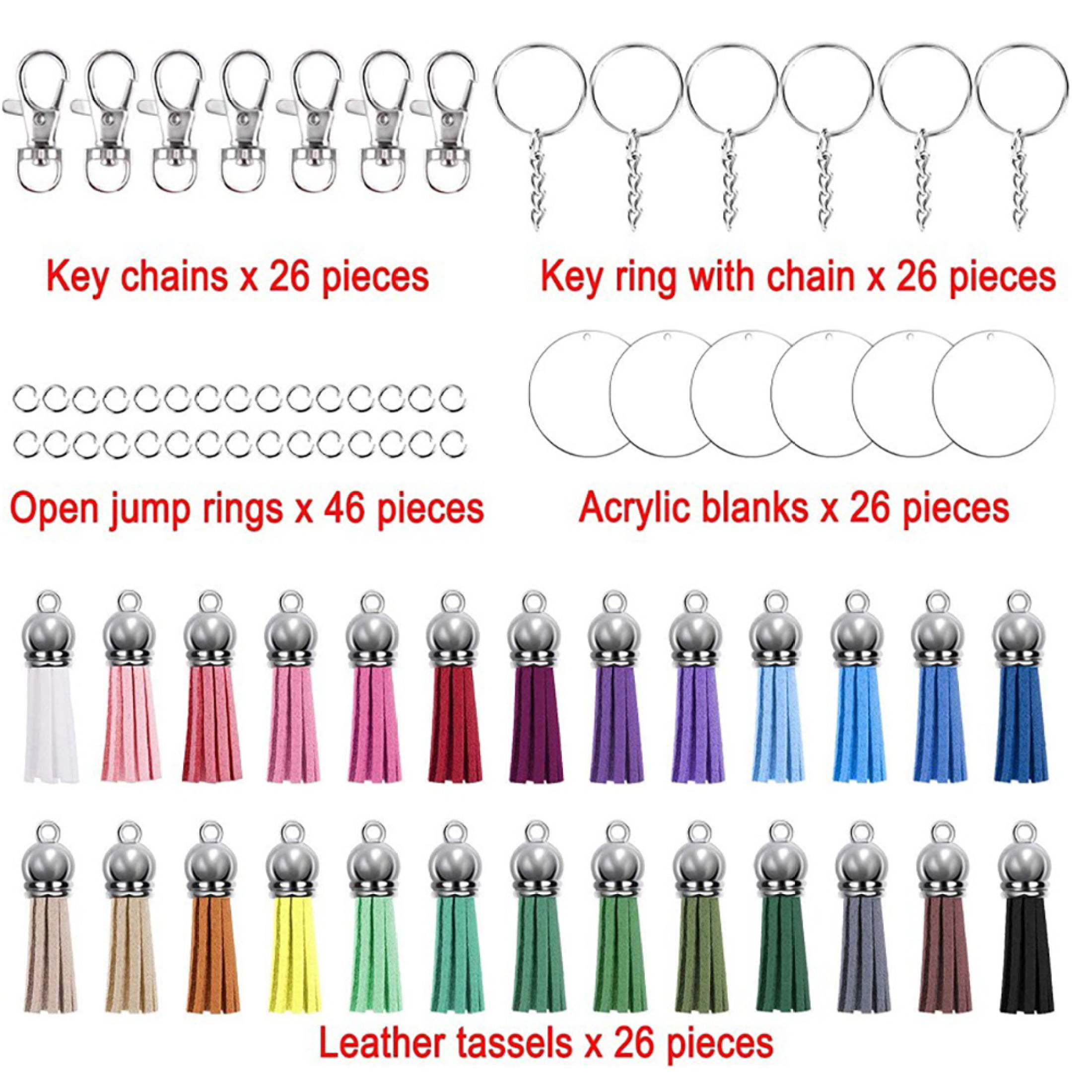 EUBUY 144pcs Clear Blanks Keychain Set for Vinyl DIY Keychain Crafting  Including 36pcs Blank Keychains 36pcs Keychain Tassels 36pcs Key Chain  Rings 36 Jump Rings 