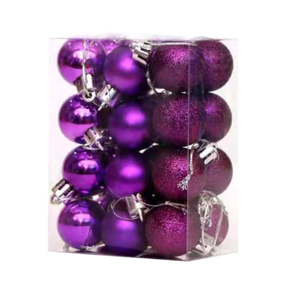 YIKA 3cm Christmas Ball Holiday Decoration 24 Box Sets With Bright Matte Powder Electroplated Colored Hanging Ball Decorations