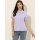 thumbnail image 3 of Blusa de algodón con volantes y cuello vuelto Allegra K Morado Claro L, 3 of 6