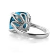 thumbnail image 2 of Gem Stone King 925 Sterling Silver London Blue Topaz and White Topaz Engagement Ring for Women (13.10 Cttw, 14MM Cushion, Size 7), 2 of 4