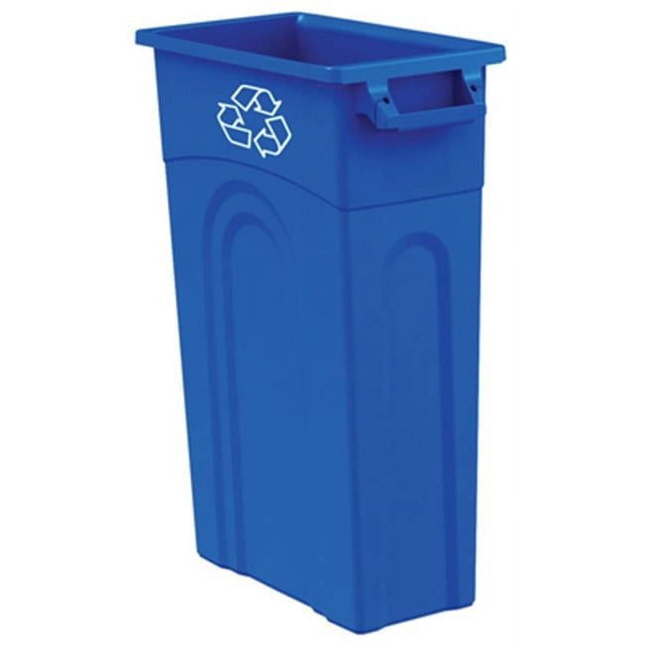 Rubbermaid Slim Jim Glutton Recycling Station – 4-Stream 92-Gallon Blue Recycling Bin With Sorting Lid