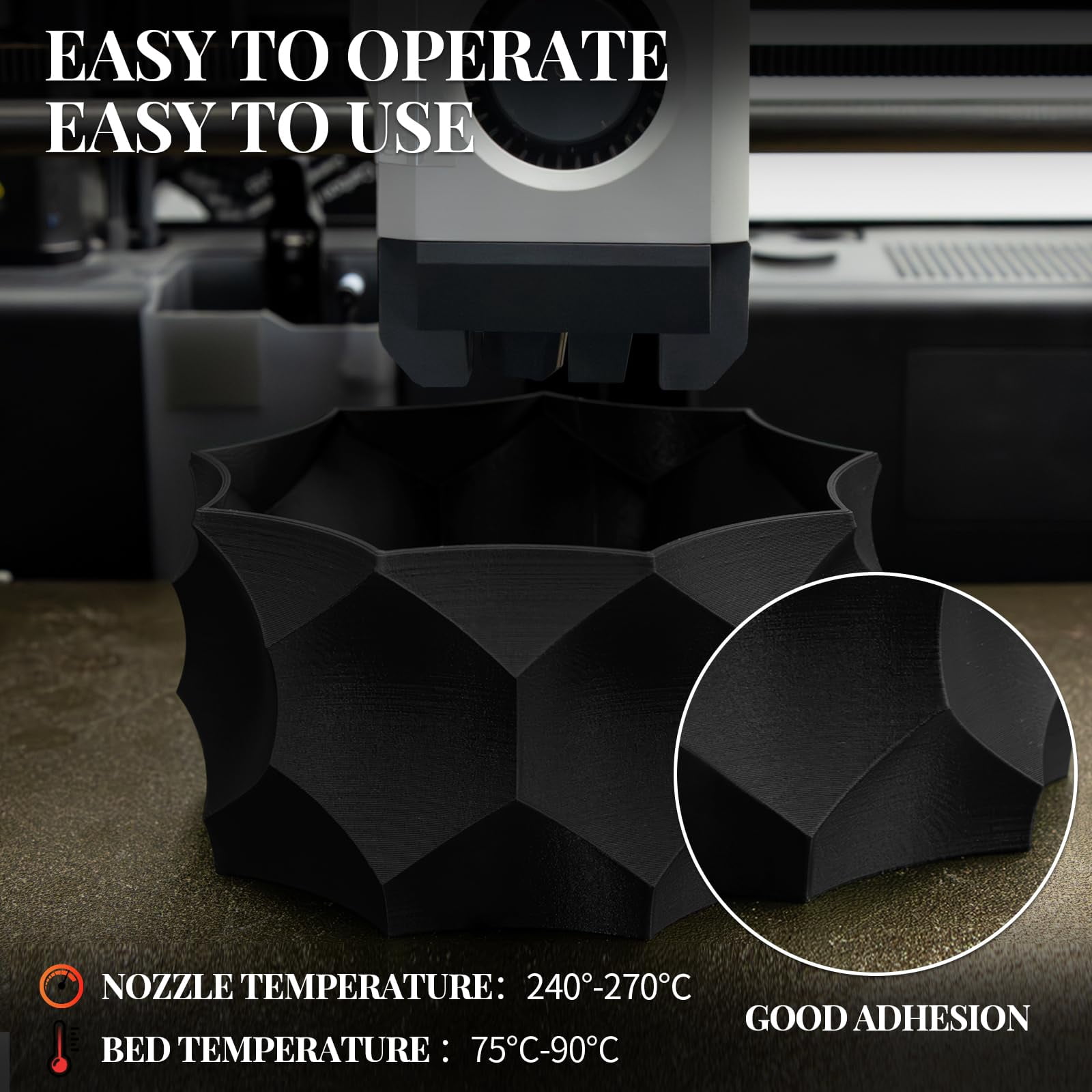 TINMORRY 2 Rolls Carbon Fiber PETG 3D Printer Filament, 1 KG 1 Spool, Black
