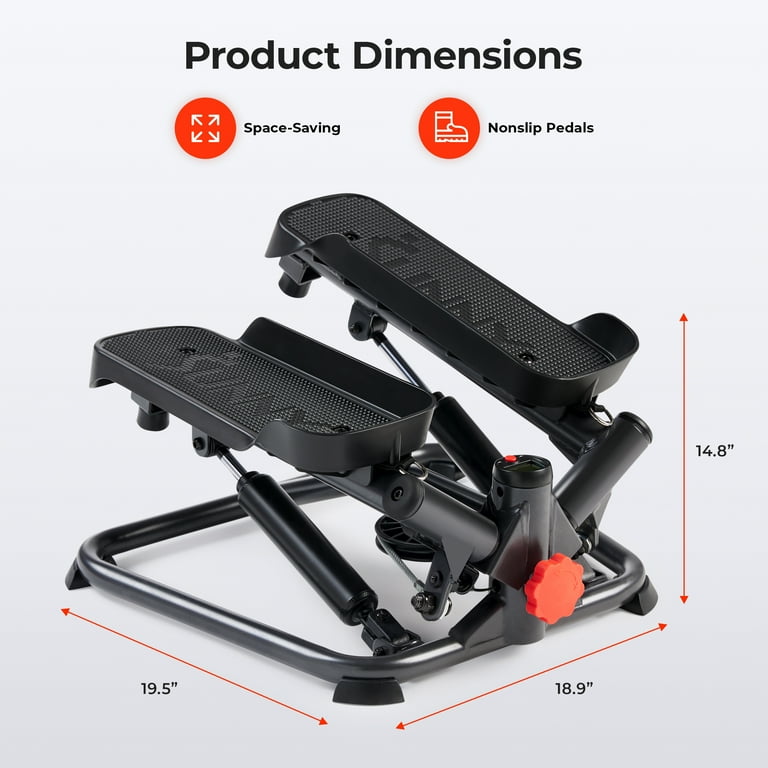 Sunny Health Fitness Smart Twist Stepper Machine w Free SunnyFit App Membership SF S0979SMART