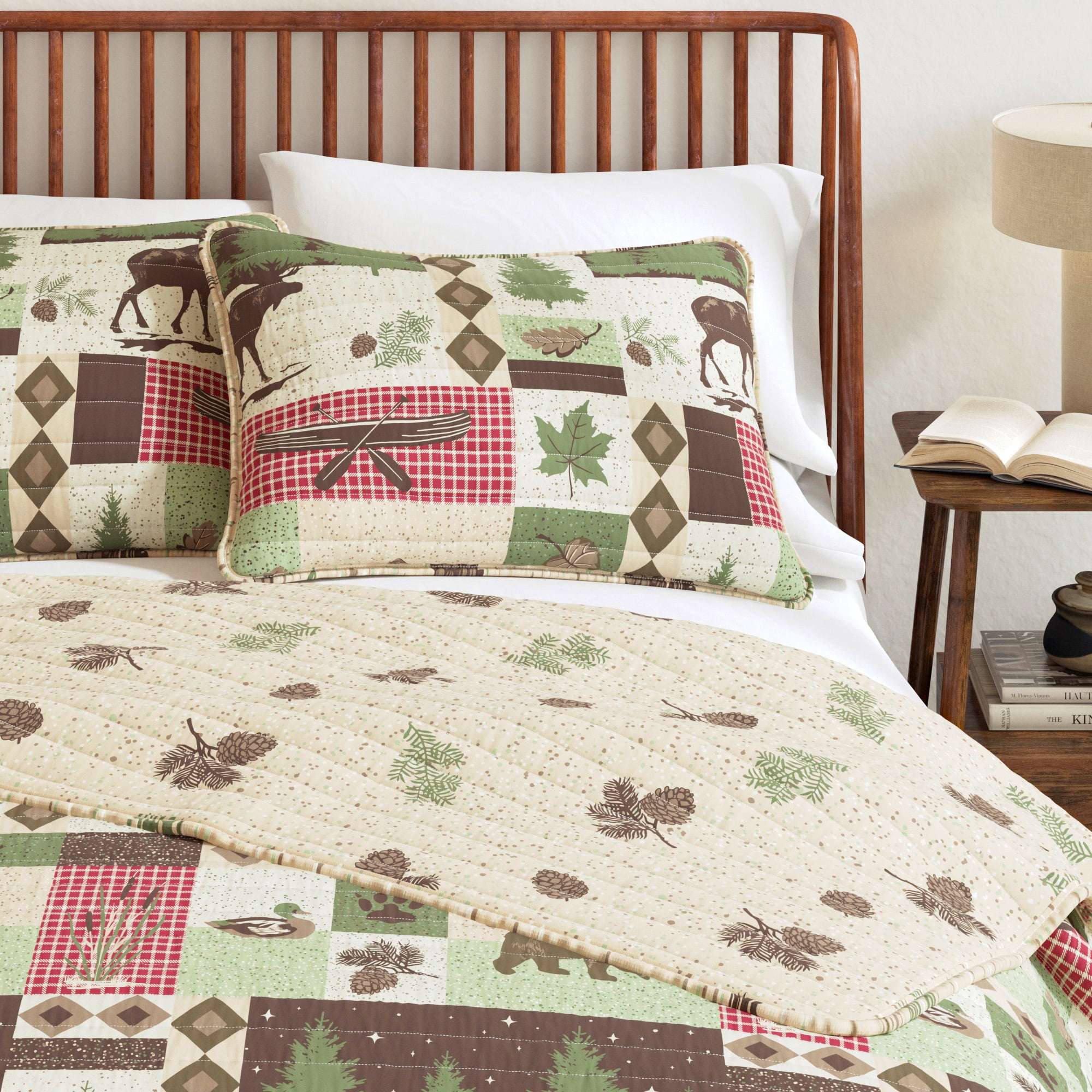 Lodge Quilt Set - Lightweight, Soft, All-Season - 3-Piece Reversible Rustic Bedding Set (Full / Queen, Lodge Patchwork)