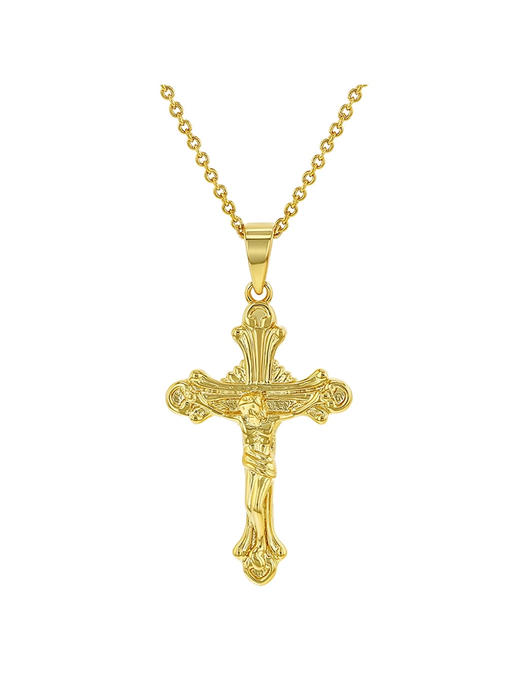 14K Yellow Gold 14x9mm Childrens Crucifix Pendant