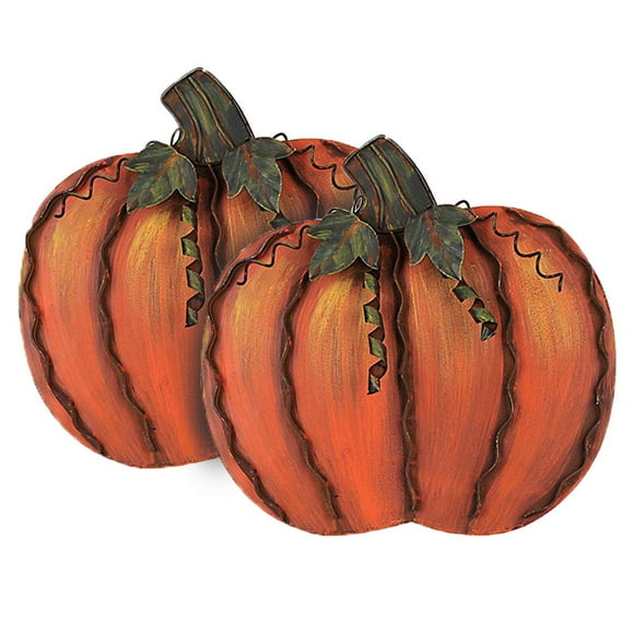 WHY Decor Metal Pumpkin Decor Standing Flat Pumpkin Statue Sign Fall Decoration Pumpkins Tabletop Decor for Porch Yard Garden Home Autumn Harvest Centerpiece Thanksgiving Halloween Outdoor Indoor 12"