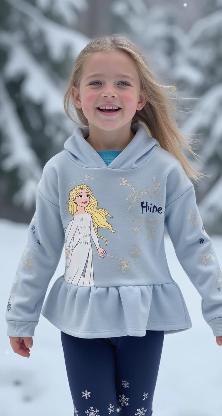 Disney Frozen Girls Hoodie Sweatshirt and Legging Pants Set for Toddler and Little Kids Elsa Anna