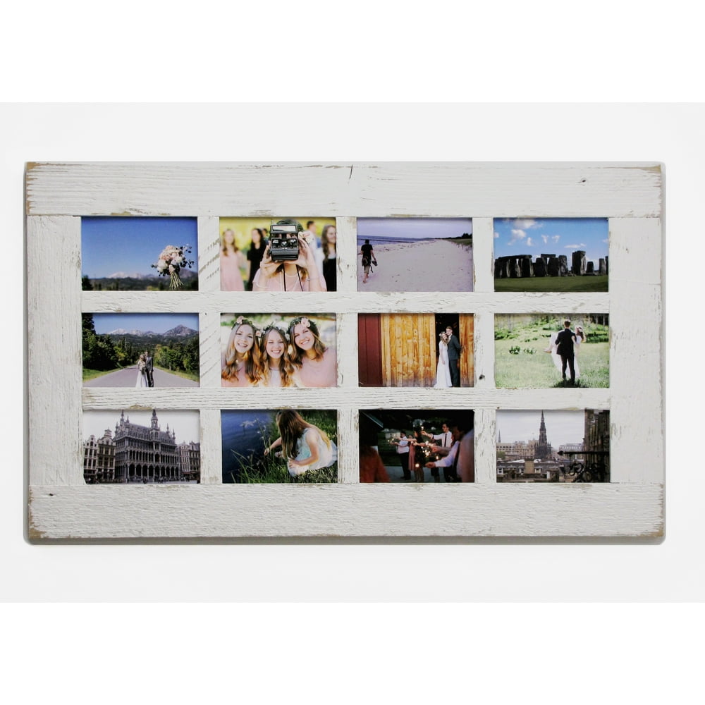 Window Style 12 Opening 4X6 Multi Photo Frame, Collage Picture Multiframe, Reclaimed Barn Wood