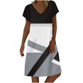 thumbnail image 2 of SMihono Robes d'Été Bohémiennes pour Femmes Grande Taille Col en V Mode Décontractée Tempérament Pull Manches Courtes Imprimé Robe Ample, 2 of 5