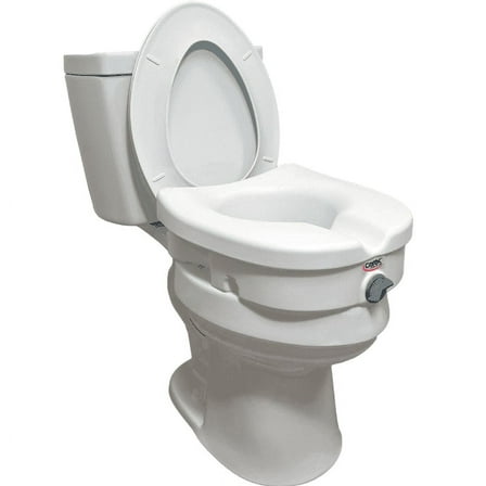 Carex High Rise Toilet Seat with Lock, Standard Fit, Adds 5 in Height for Round & Elongated Toilets, 300lb Capacity