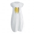 thumbnail image 4 of Fankiway Robe Unie à Manches Courtes Col Rond Imprimée avec Poches Robe Midi Grande Taille pour Femmes Rondes Printemps 3836, 4 of 4