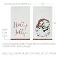 thumbnail image 2 of VHC Brands Chenille Christmas Holly Jolly Text Muslin Cotton Farmhouse Decor Fabric Loop Embroidered Pom Lace Kitchen Towel Set of 2, Soft White, 2 of 4