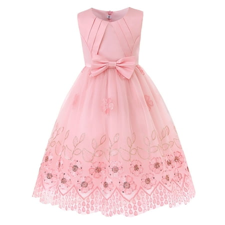 

3T Baby Girls Dress Baby Girls Party Dress Floral Dress Solid Color Sleeveless Dress Birthday Gift 3-4T Toddler Girls Tulle Dress Formal Princess Dress Pink