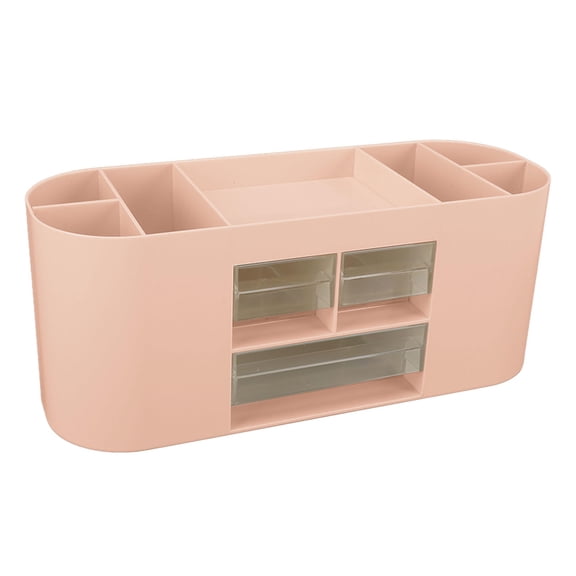 Yajisi 200  Pen & Small Item Organizer, 3 Clear Drawers, Large Capacity, Pink Plastic Desk Storage