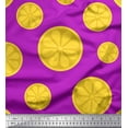 thumbnail image 2 of Soimoi Purple Satin Silk Fabric Lemon Slice Block Printed Craft Fabric by the Yard 42 Inch Wide, 2 of 3