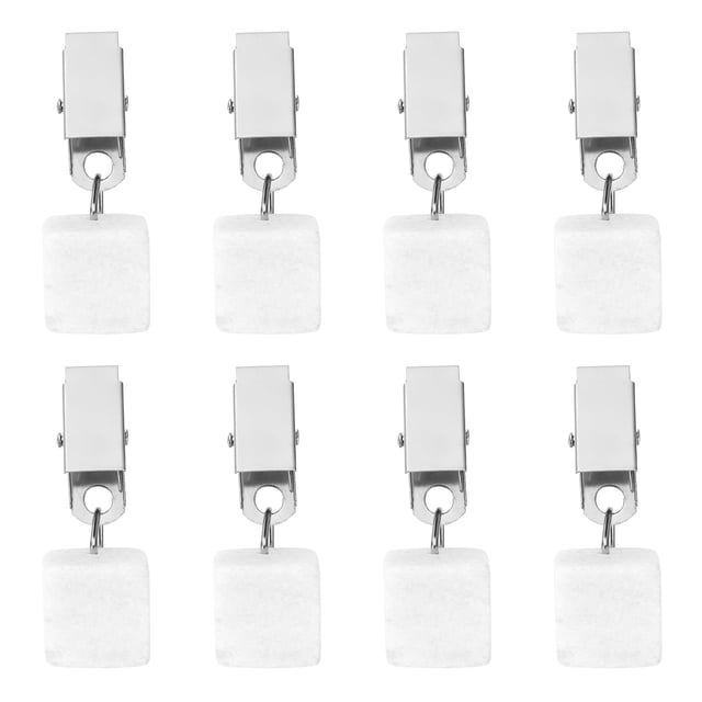 Uxcell 8Pcs Pesas para Manteles, Colgante de Mármol con Clip de Metal en Forma de Cubo, Blanco