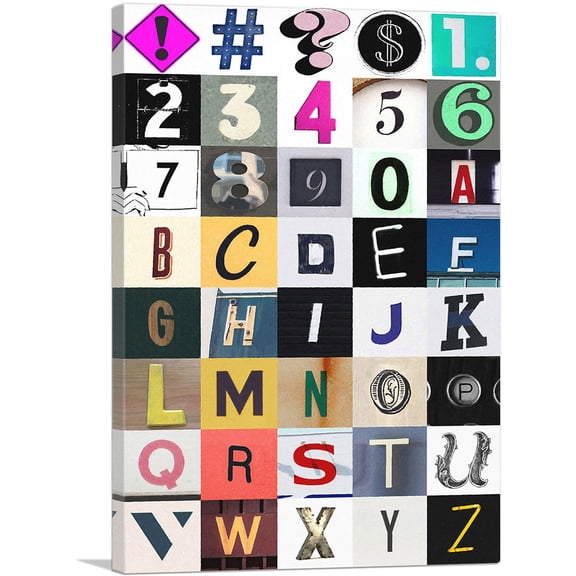 ARTCANVAS Photo Rectangle Full Alphabet Collection Canvas Art Print - Size: 12" x 8" (0.75" Deep)