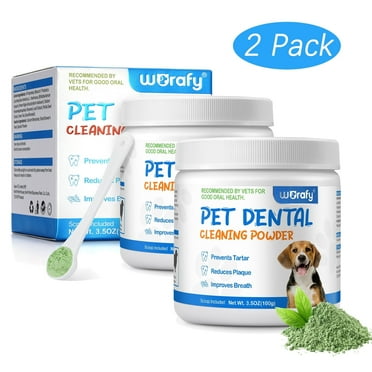 Worafy Dog Dental Powder(With Probiotic)-Dental Powder for Dogs Teeth-Reduces Plaque & Tartar,Improves Bad Breath,No Brushing Needed,2 Pack