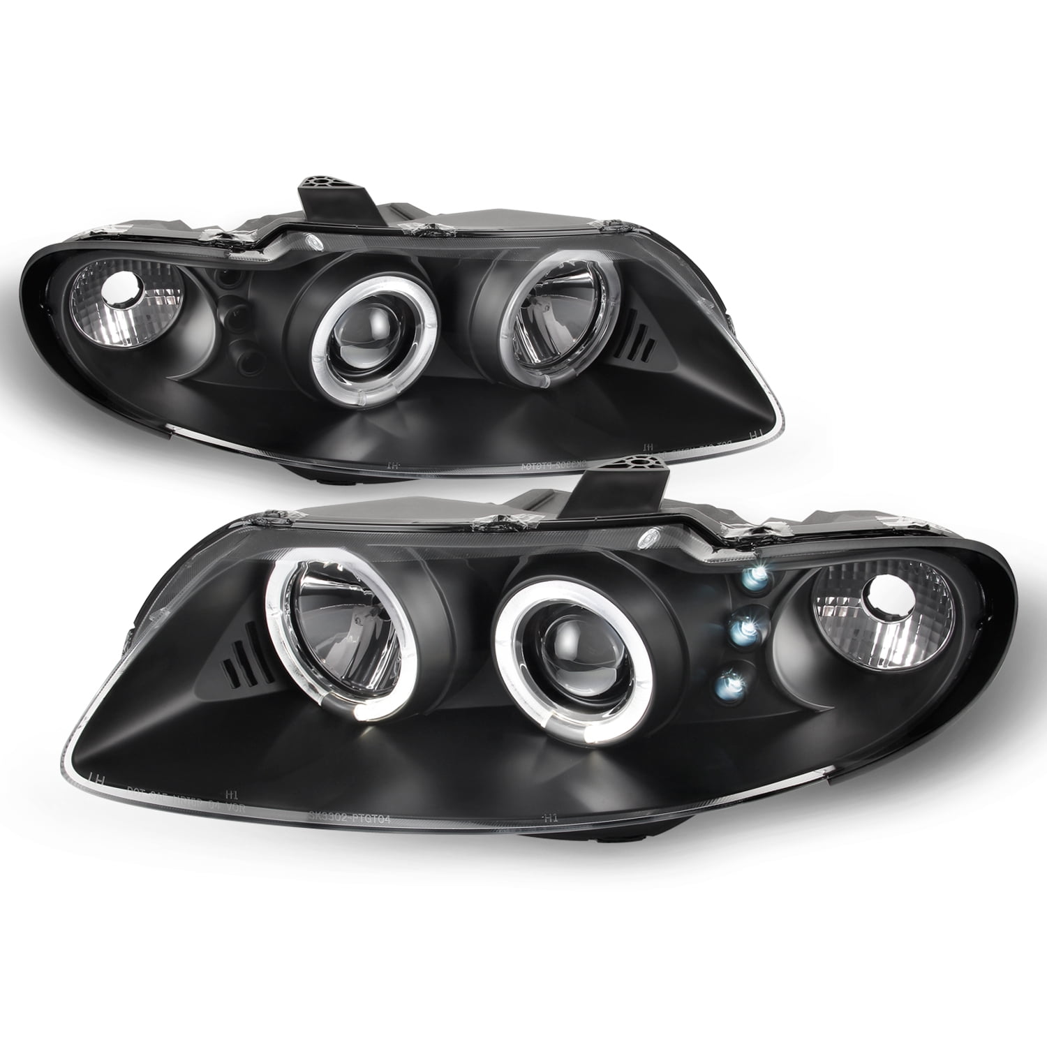 Fits 0406 Pontiac GTO Black Bezel Dual Halo Projector Headlights Front