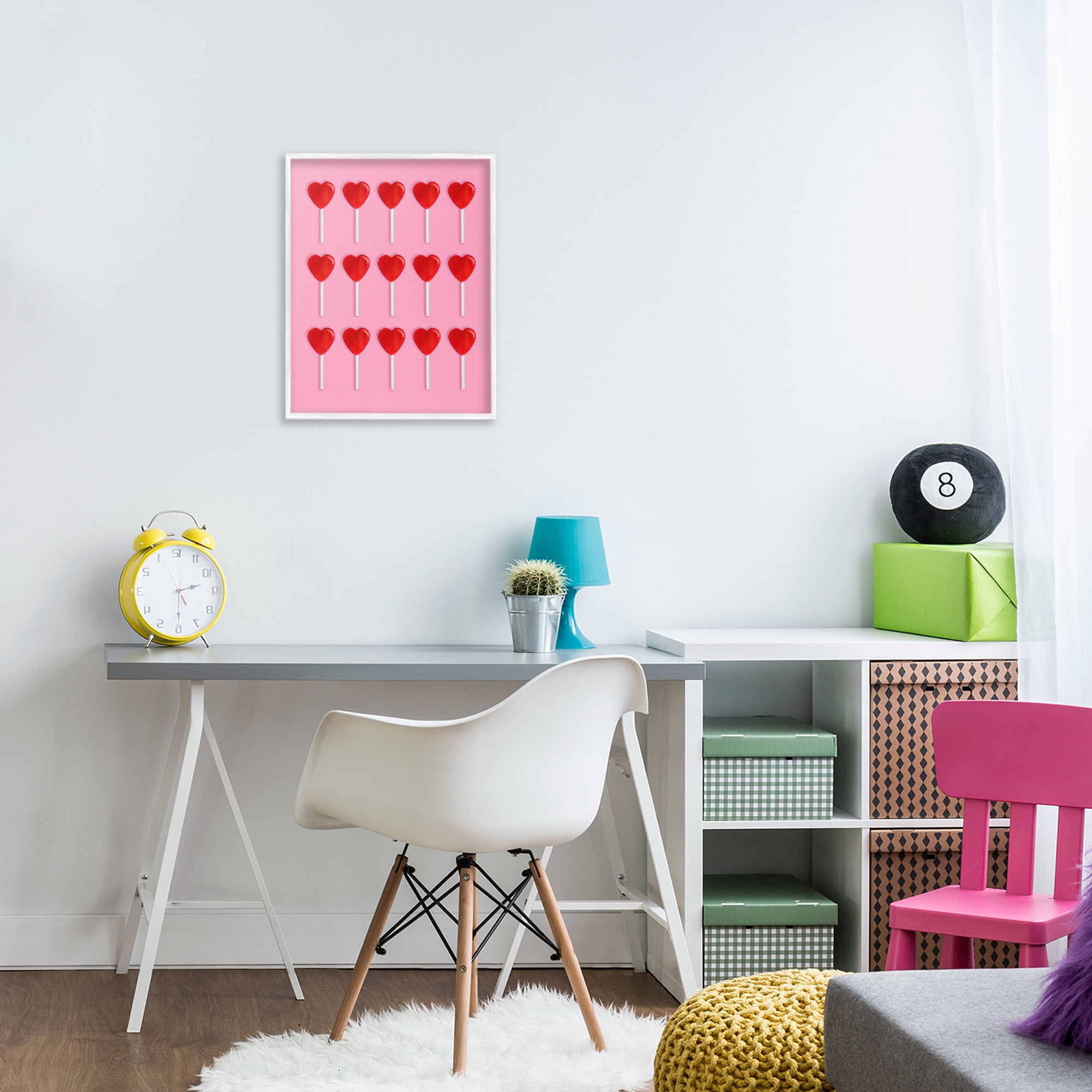 Stupell Industries Heart Lollipops Collection White Framed Giclee Art, design by LISH Creative