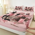 thumbnail image 3 of jejeloiu Perfume High Heels Queen Sheet Sets,Romantic Valentine Rose Flat Sheet,Pink Flowers Floral Queen Fitted Sheet For Girls Kids,Super Cozy Room Decor,4 Pieces, 3 of 7