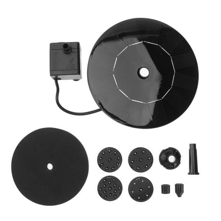 1PC Solar Powered Fountain Anti Blocking Fountain Pump Floating Water Fountain for Fish Pond Pool Lake (Black)