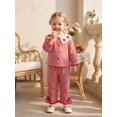 thumbnail image 6 of Loicainy Baby Toddler Girl Outfit 6 12 18 24 Months 2T 3T 4T Long Sleeve Crochet Doll Collar Tops and Pants Clothes Set, 6 of 9
