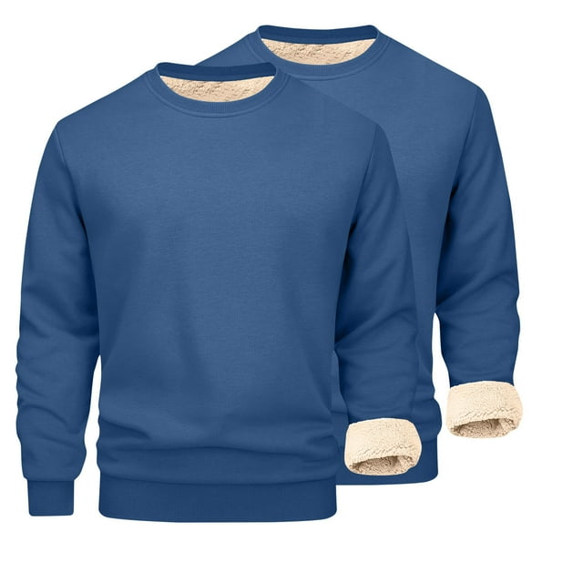 Lovzfmll Men's 2-Pack Solid Color Base Layer Set, Thickened Long Sleeve Crewneck Tops for Warmth and Layering Navy, 3XL