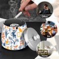 thumbnail image 4 of Yayeee Ashtray with Lid for Cigarette Smokeless Stainless Steel Home Ash Holder, Tropical Jungle Vibes, 4 of 7