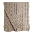 thumbnail image 3 of Khaki Soft Knitted Cable Throw Blanket, 3 of 4