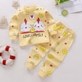 thumbnail image 2 of TOWED22 Toddler Newborn Boys Outfits 2Pcs Long Sleeve Printed Cotton Top Elastic Waist Pants Casual Warm Winter Clothes(Light Yellow,5-6 Y), 2 of 4