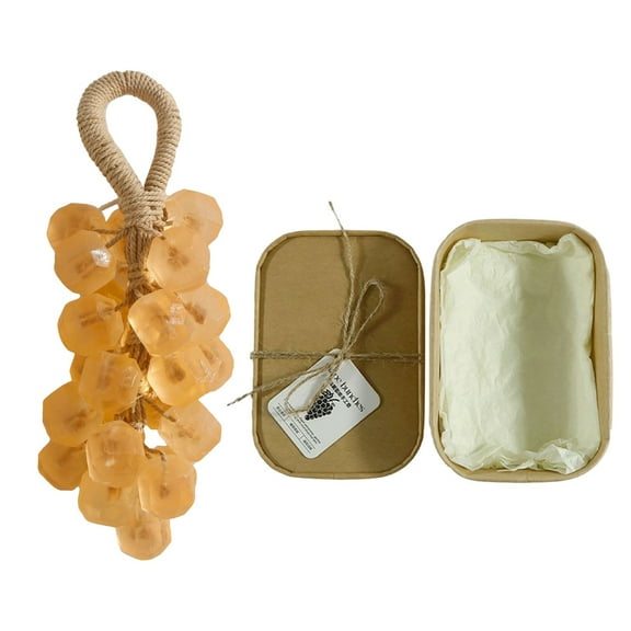 GiLiling Grape Soap on a Rope, Handmade Grapes Cluster Shaped Soap for Shower, Hanging Body Soap for Kitchens or Bathrooms, DIY Home Decor with Air Freshening Properties