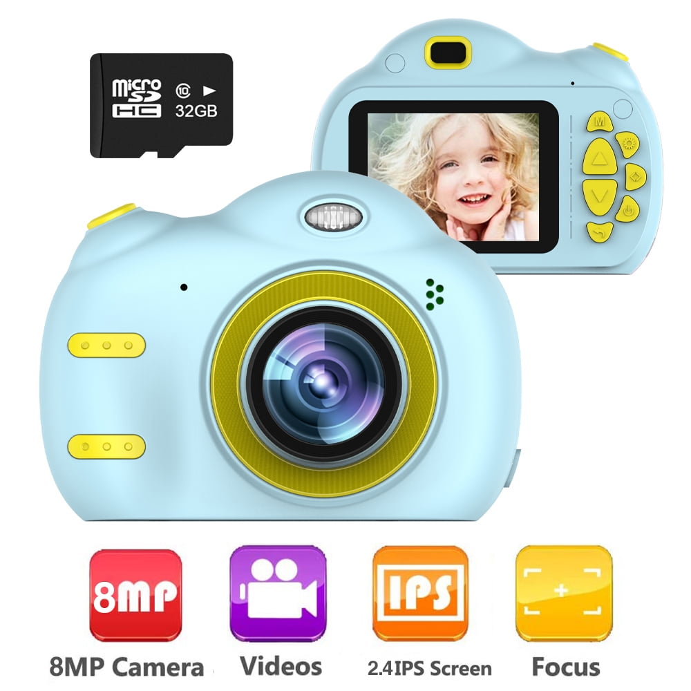 32G Micro SD Card Included, Purle and Pink Kids Digital Camera Children Selfie Rechargeable Video Camcorder 1080P 24MP Dual Lens 2.4 Inch HD Best Gifts Toys for Age 4-12 Years Old Girls Toddlers 