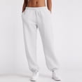 thumbnail image 5 of Women's Sweatpants, Solid Color High Waist Loose Fit Casual Track Pants, Sporty Lounge Pants for Gym, Errands or Relaxation, White M, 5 of 5