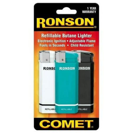 Ronson 41843 Comet Refillable Butane Lighter - 3-Pack