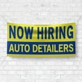 thumbnail image 4 of Now Hiring Auto Detailers 13 oz Heavy Duty Vinyl Banner Car Detailer Jobs Available Help Wanted Sign for Business Advertising Indoor/Outdoor Single-Sided with Metal Grommets (2x5 ft, Ye & Bl), 4 of 6
