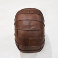 thumbnail image 2 of Round Shaped Buffalo Leather Handmade Eco-Friendly Brown Color - Round Shape Pouf, 14"x14"x14", Plain Solid Pouf, Buffalo Leather Pouf, Recycled Foam with Fibre Fill Stuffed Pouf, Leather Seating Pouf, 2 of 5