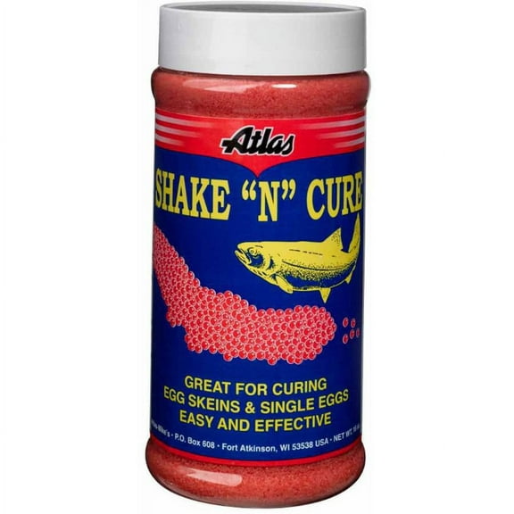 Atlas Mike's Jar of "Shake N Cure for Cureing Your Own Salmon" Fishing Bait Eggs, Orange