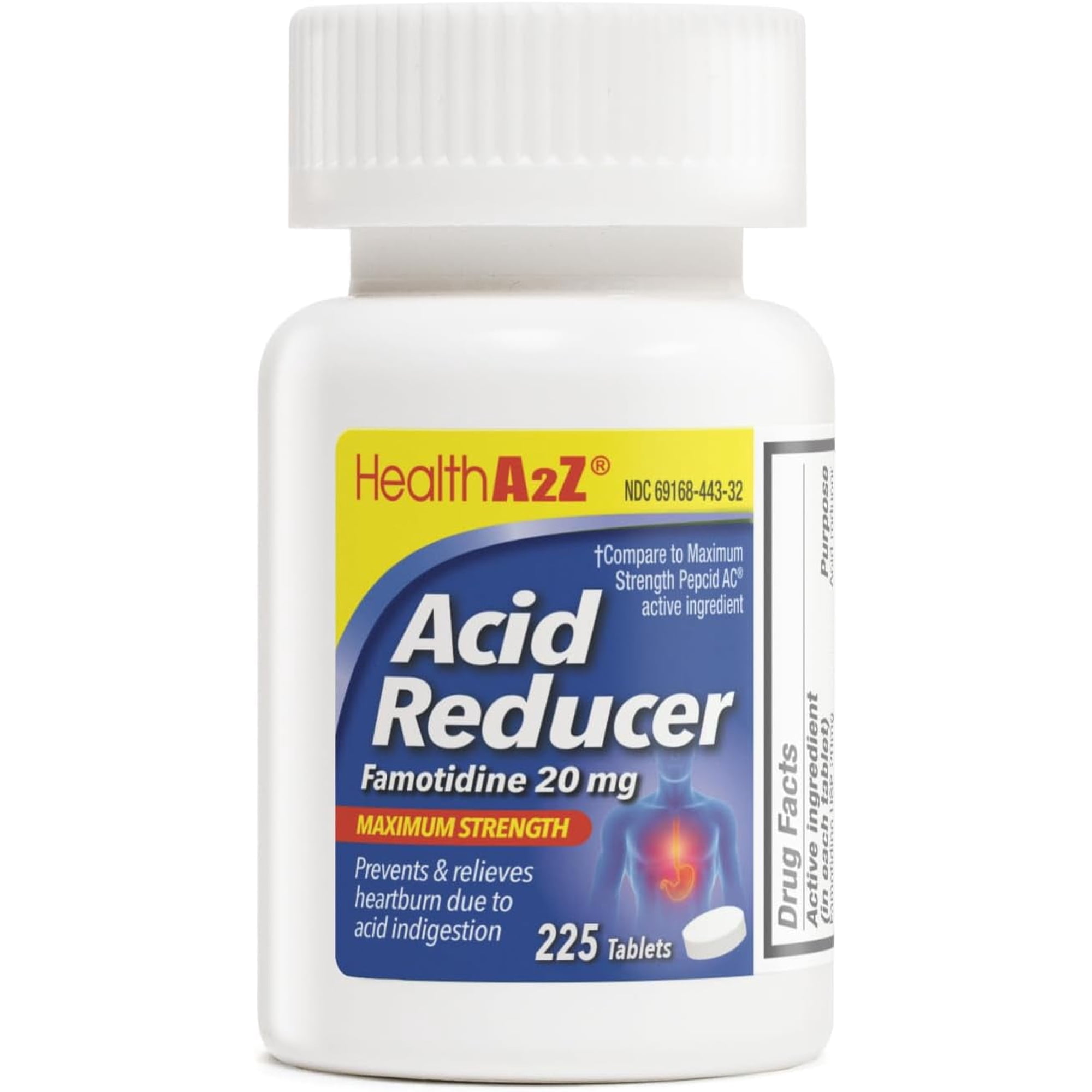 HealthA2Z® Acid Reducer | 225 Tablets | Famotidine 20mg | Maximum Strength | Relief from Heart Burn Due to Acid Indigestion