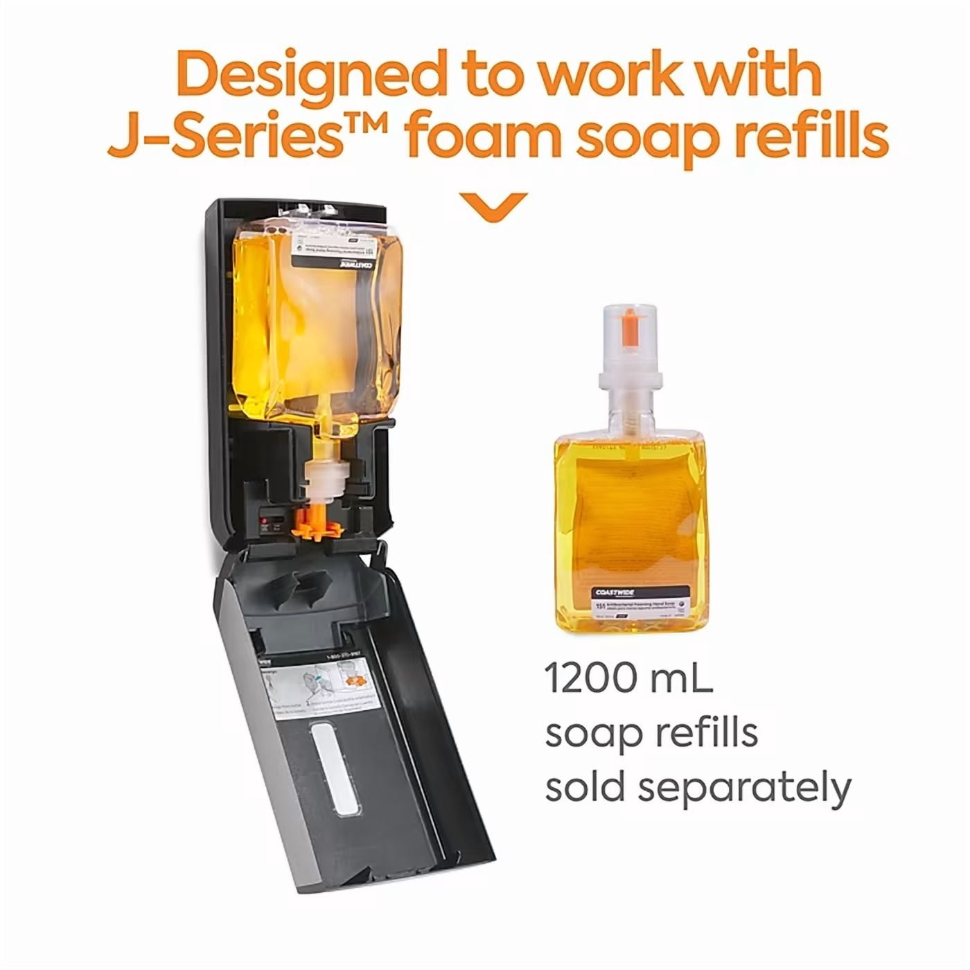 Coastwide Professional J Series Manual Hand Soap Dispenser, 1,200 mL Black/Metallic - CWZ24405520