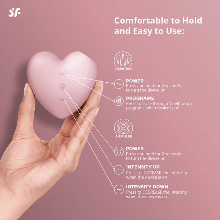Satisfyer Cutie Heart Air-Pulse Vibrator with Clitoral Stimulation -  Clitoris Sucking Dildo + Vibration - Adult Sex Toy, Female Pleasure Device,  Waterproof, Rechargeable (Pink) - Walmart.com