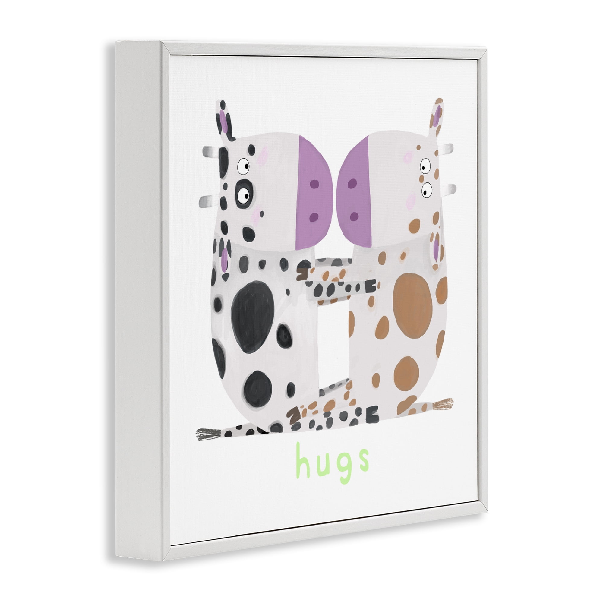 Stupell Industries Cow Hugs Symmetry White Framed Giclee Art, design by Carla Daly